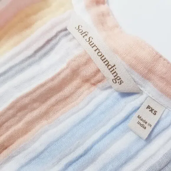 Soft Surroundings Women size PXS Rainbow Striped Tasseled Layered Midi Dress - Picture 4 of 12